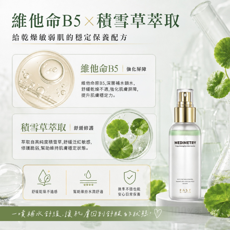 Medimetry® 維他命B5積雪草保濕修護清爽噴霧