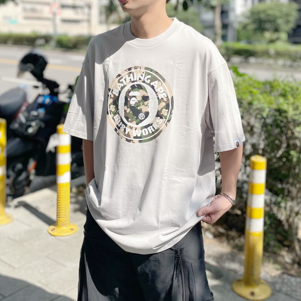 BAPE MAP CAMO BUSY WORKS TEE 大圓迷彩 猿人 短袖 灰