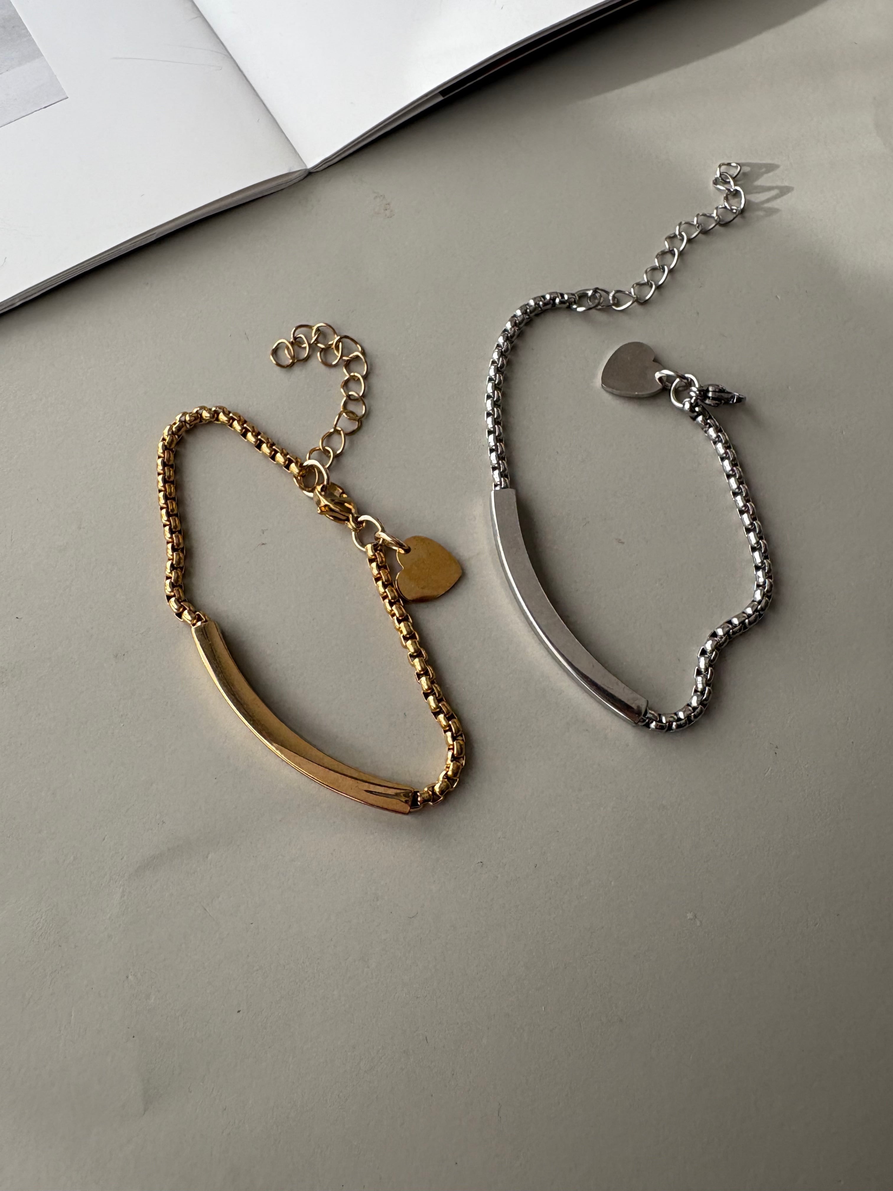curved heart box bracelet