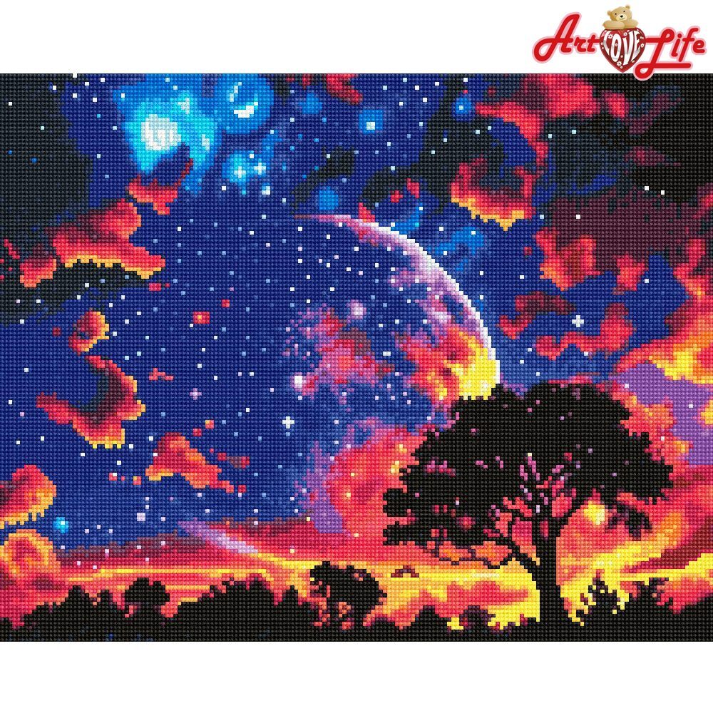 藝術生活 鑽石新設計 滿版立體鑽石畫【GJ6878】星空餘暉   40*50CM