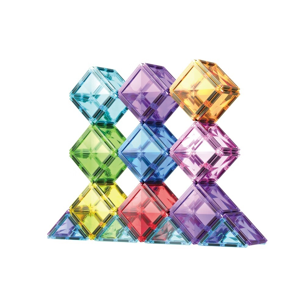 【Okids博士積木】鑽彩透光磁力片-120pcs(4D鑽感切割/加厚磁力工藝/STEAM玩具) A152209