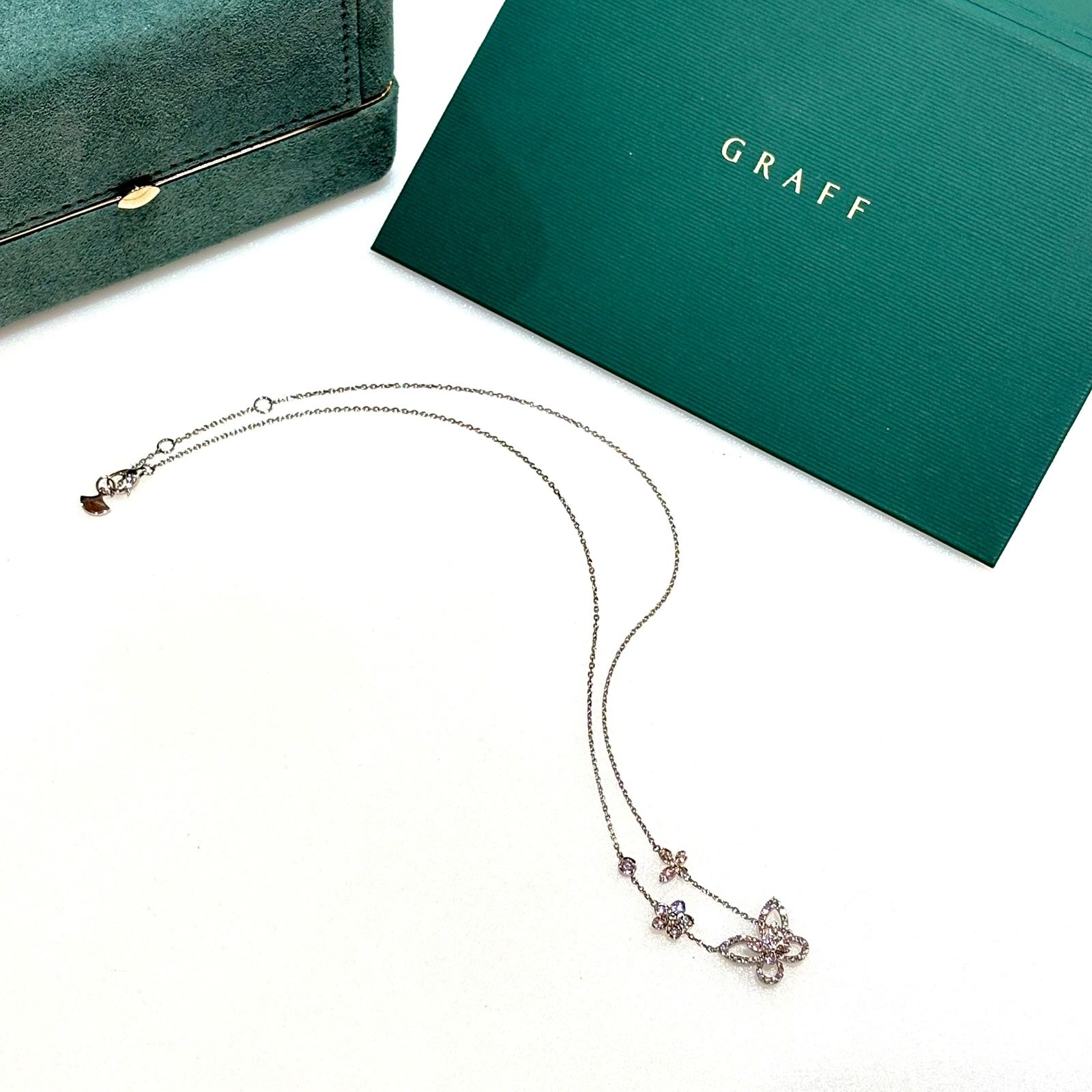 全新GRAFF頸鏈 BUTTERFLY 18K白金鑽石 蝴蝶系列 #BRAND NEW #香榭站正品