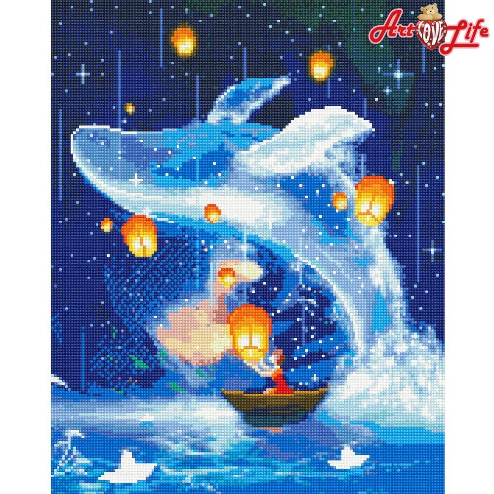 藝術生活 鑽石新設計 滿版立體鑽石畫【GJ6811】閃耀藍鯨  40*50CM