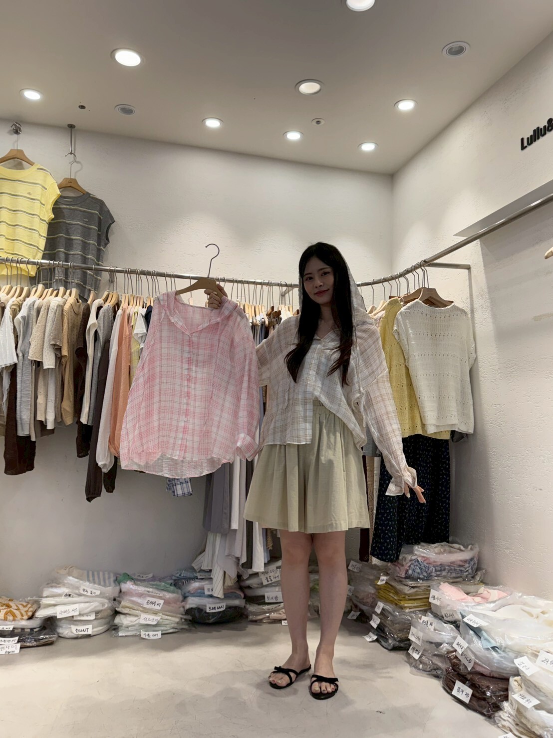 LU6350 格紋連帽防曬襯衫外套