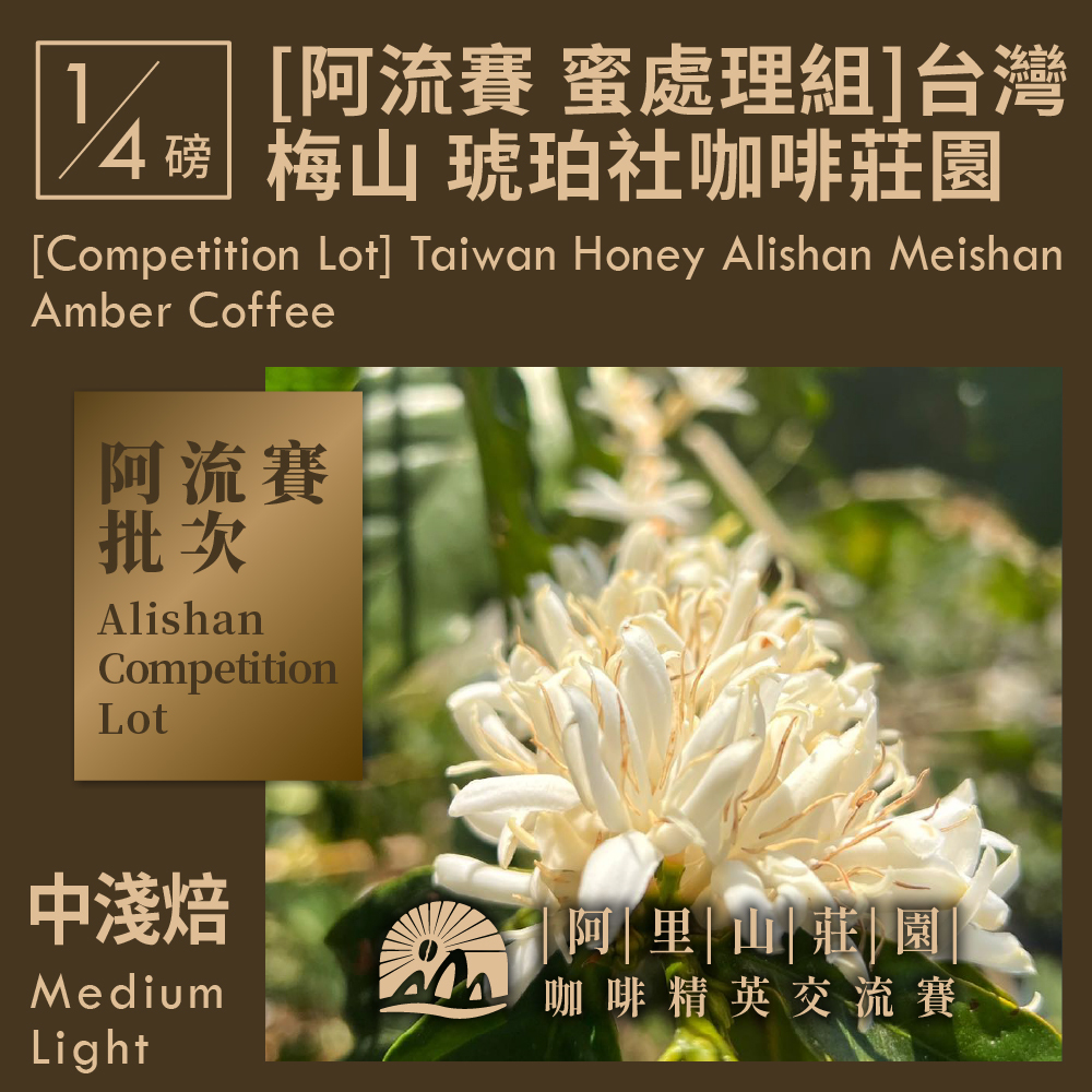 [阿流賽 蜜處理組] 台灣 蜜處理 阿里山山脈 梅山鄉 琥珀社咖啡莊園 0.25磅