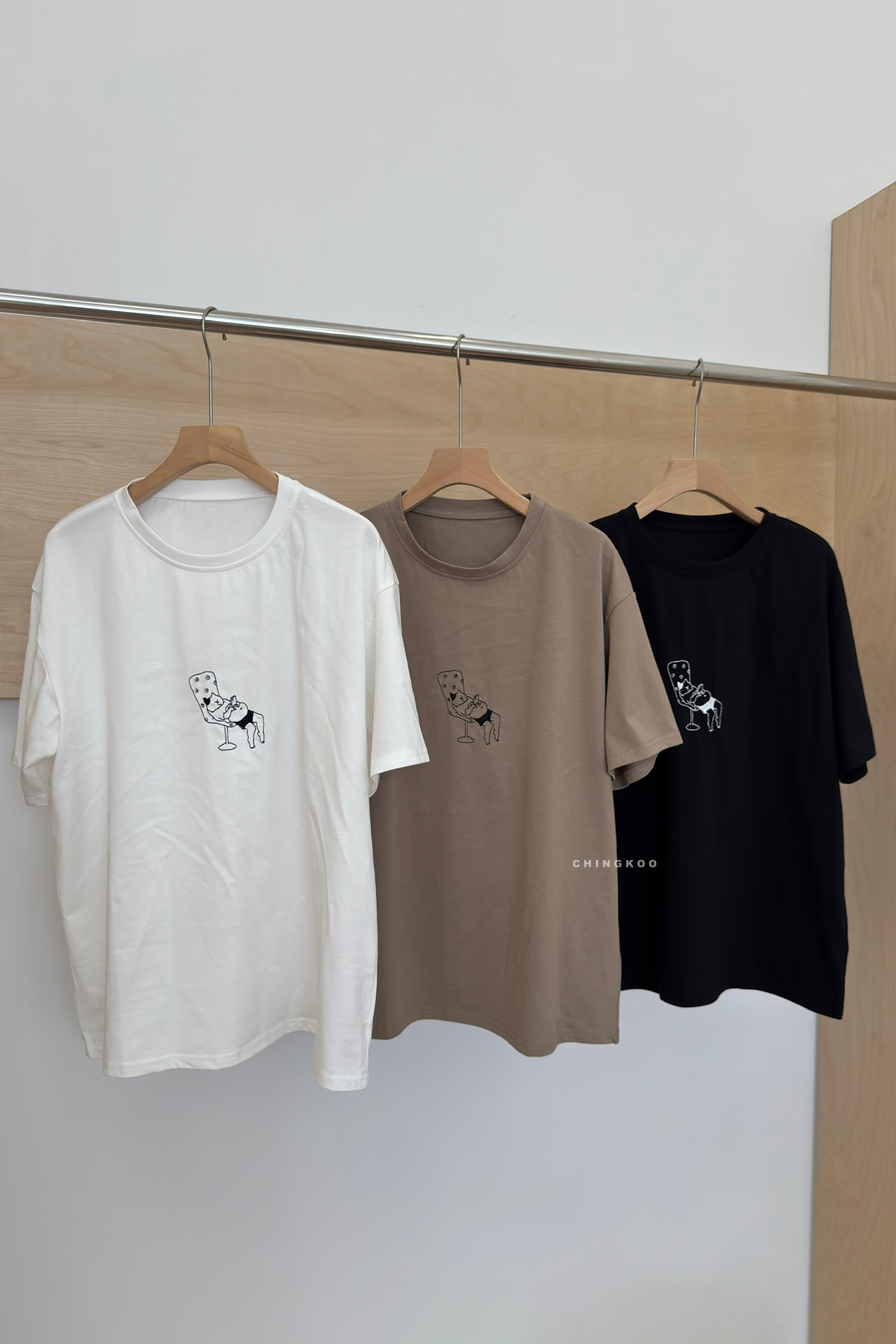 June｜懶洋洋貓咪刺繡短t 3色