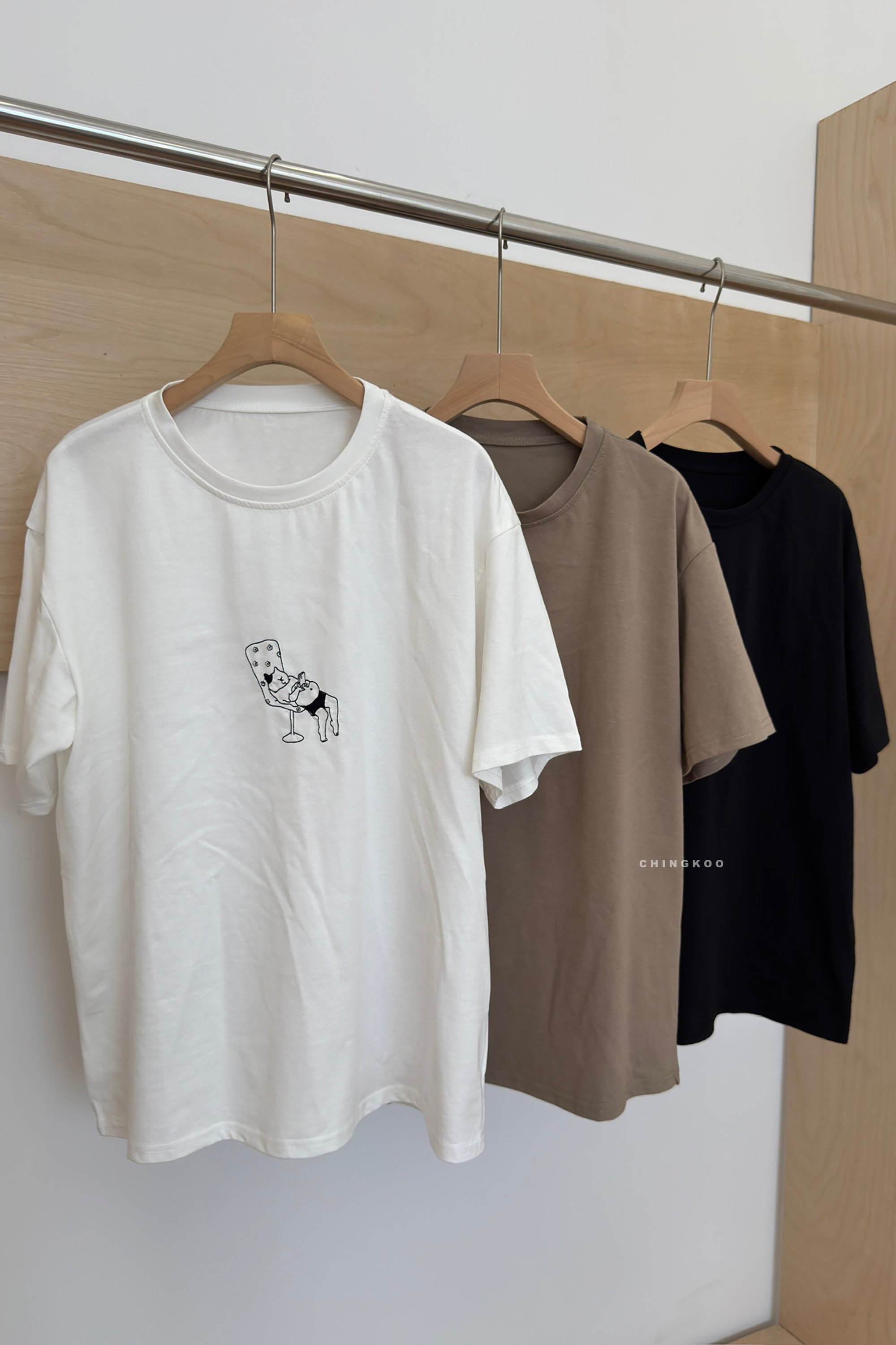 June｜懶洋洋貓咪刺繡短t 3色
