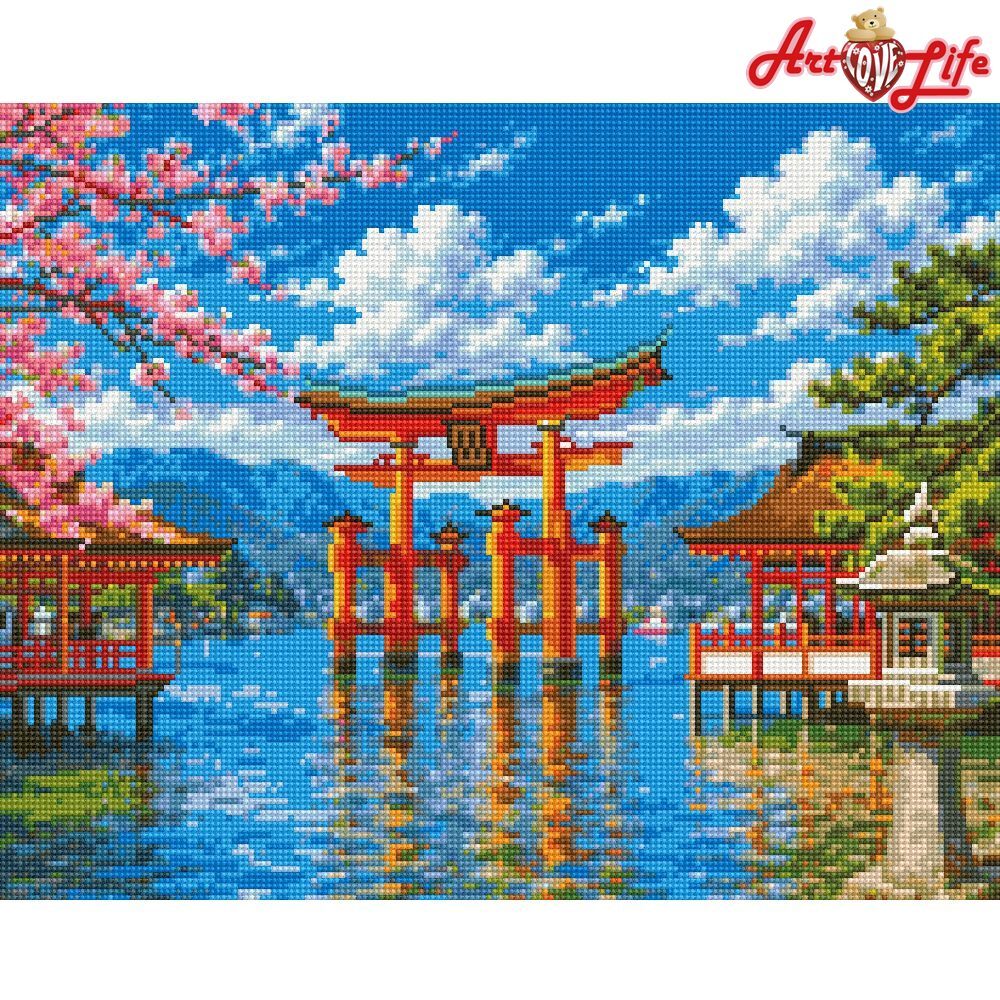 藝術生活 鑽石新設計 滿版立體鑽石畫【GJ6888】旅行記憶_嚴島神社 40*50CM
