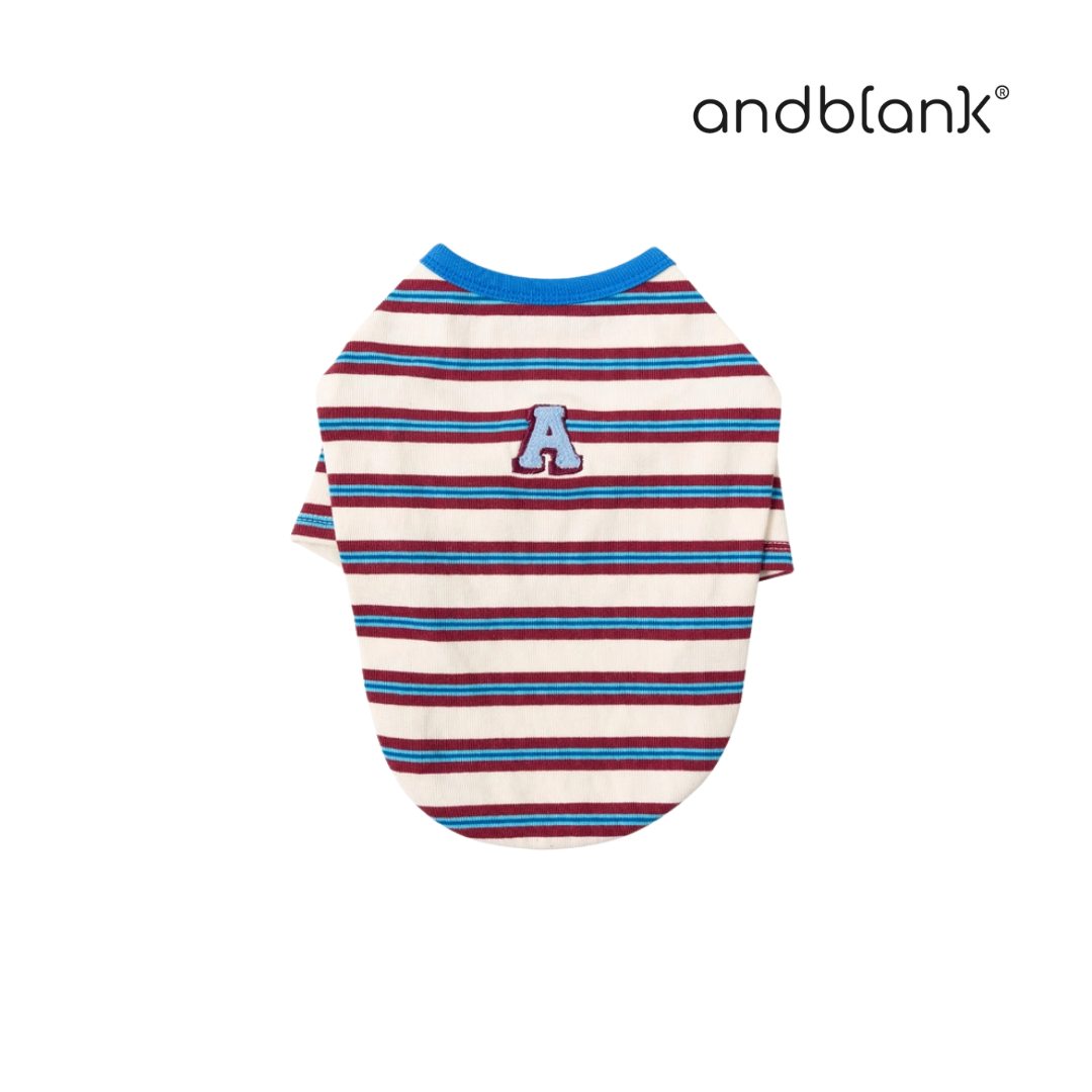 andblank 條紋短袖(米)
