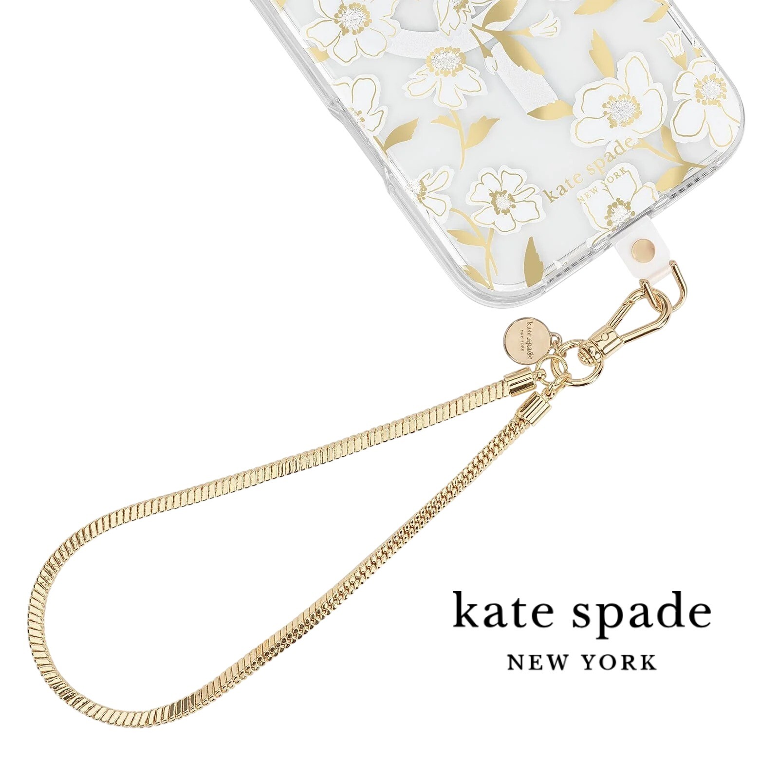 Kate Spade 精品手機手鍊 金色