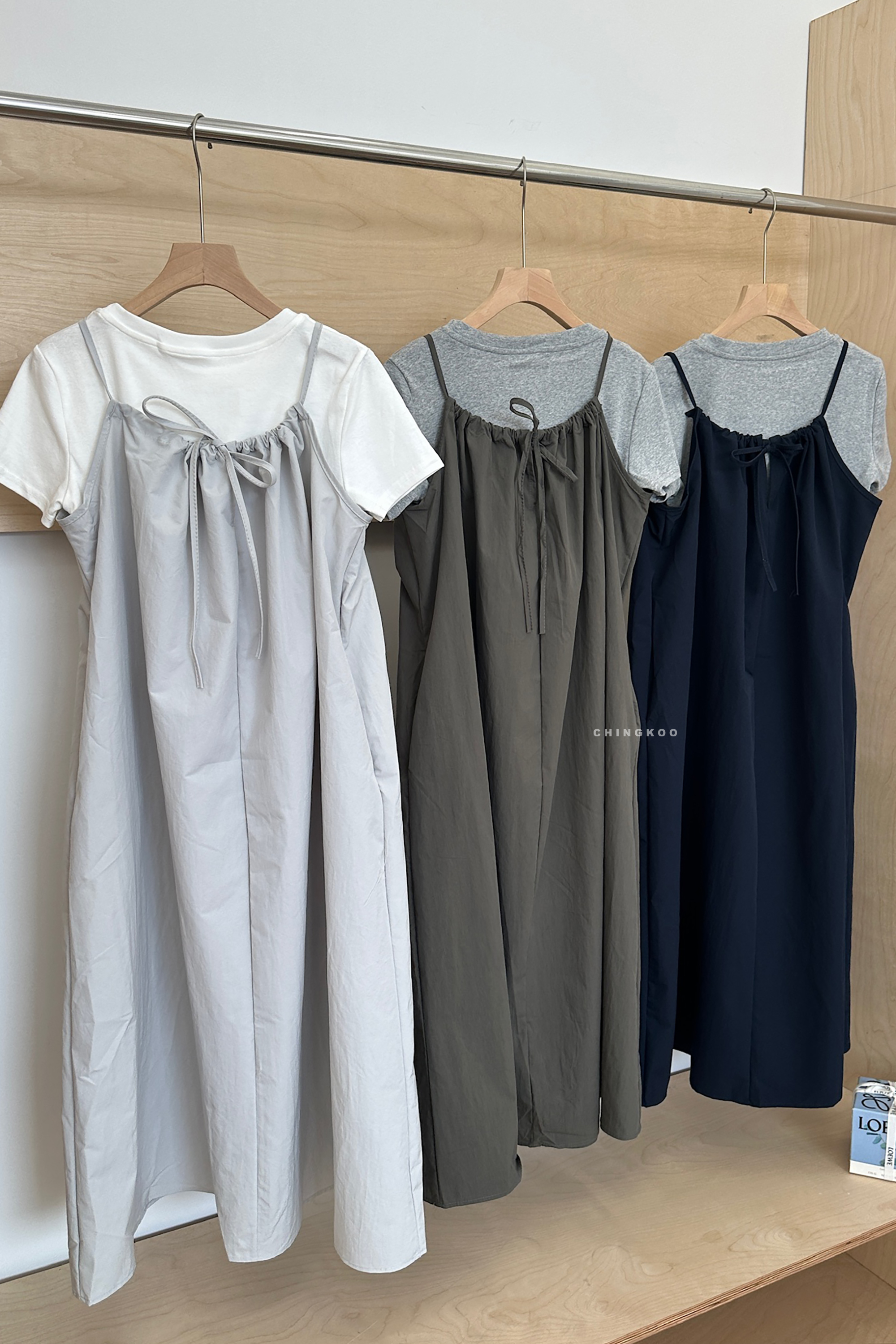 June｜綁帶細肩裙兩件組 3色