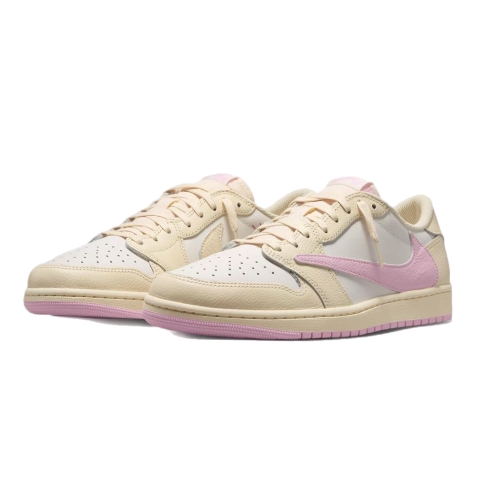 NIKE JORDAN 1 LOW OG X TRAVIS SCOTT 米白粉 聯名款 SHY PINK 休閒 男鞋 IQ7604-100