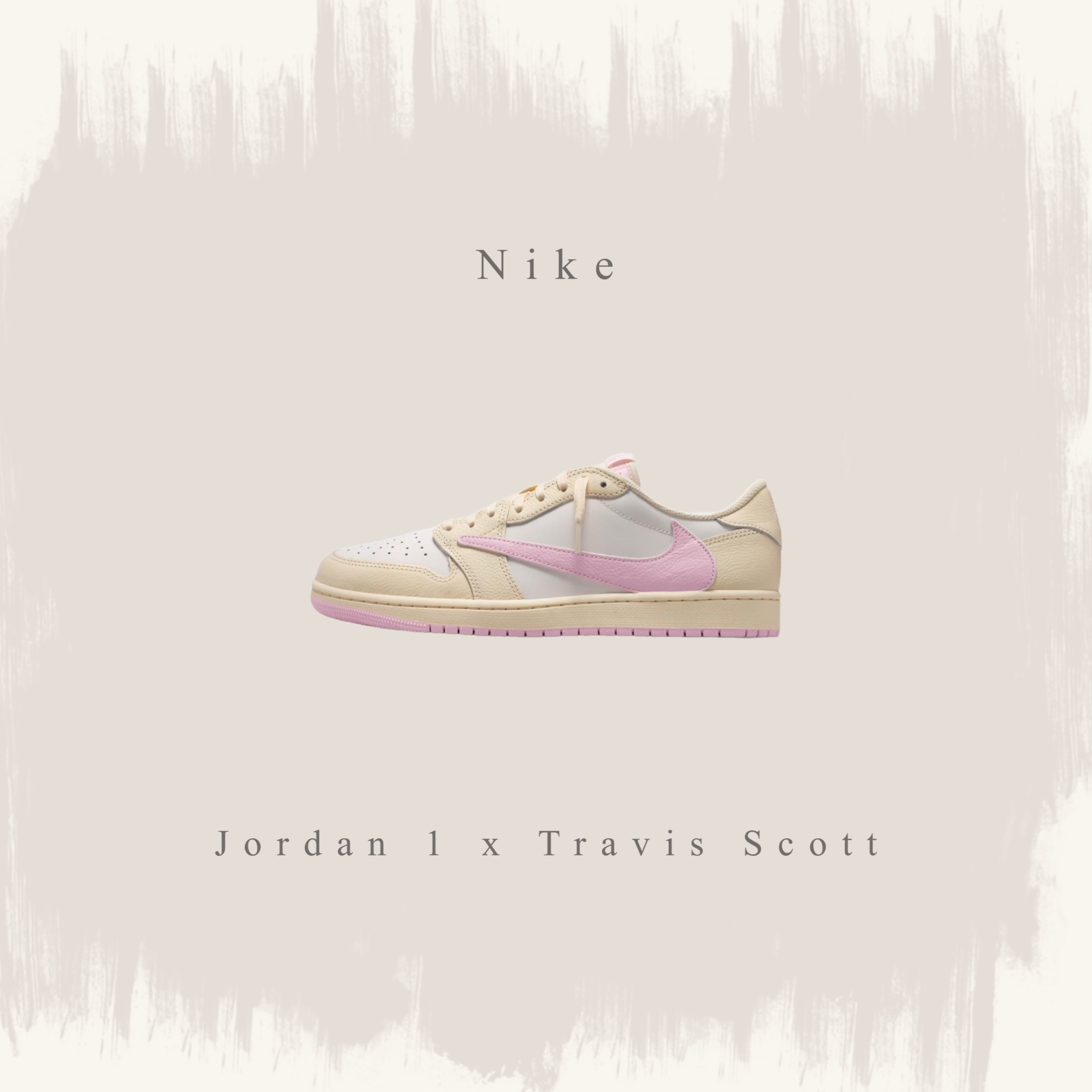 NIKE JORDAN 1 LOW OG X TRAVIS SCOTT 米白粉 聯名款 SHY PINK 休閒 男鞋 IQ7604-100