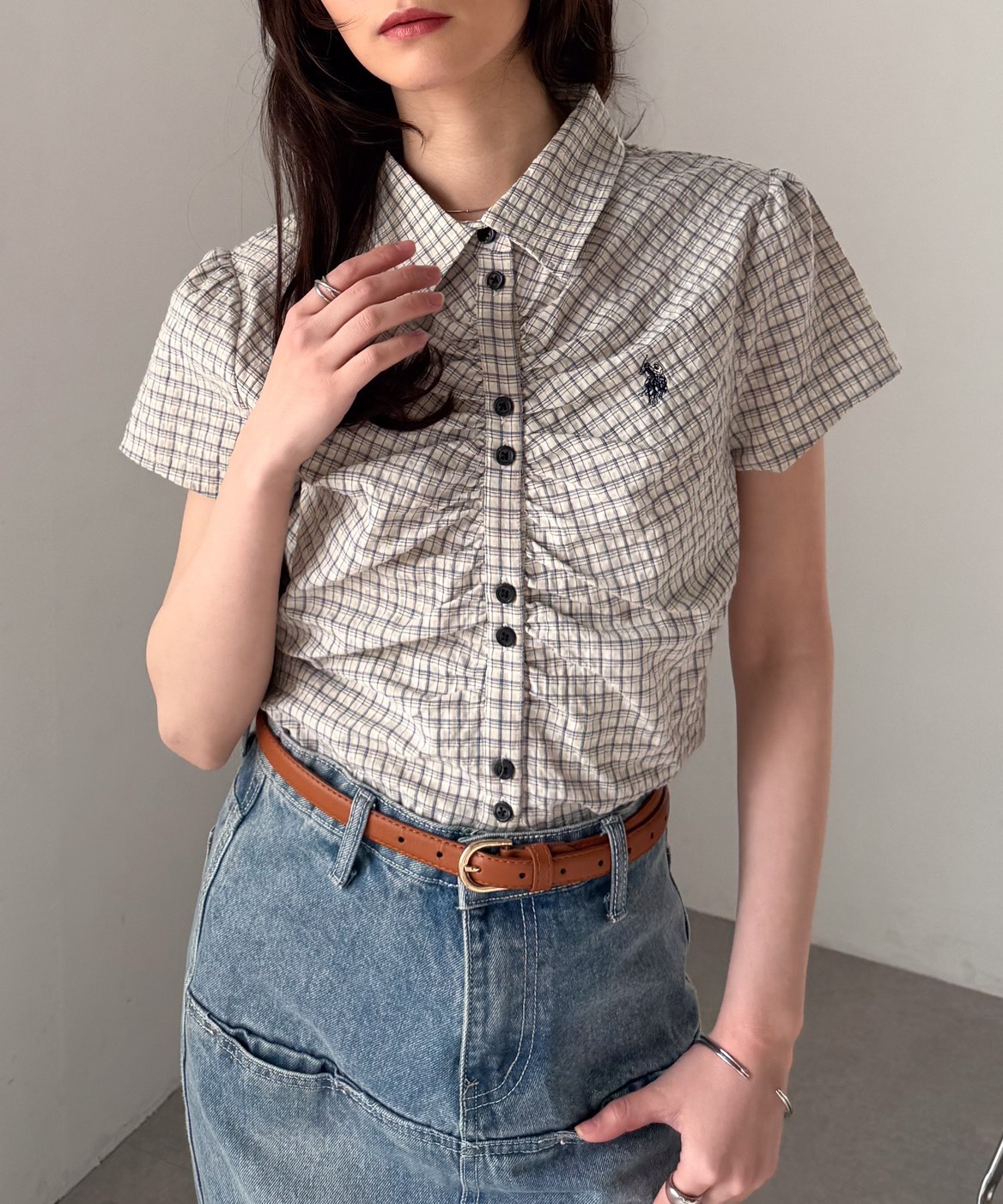 U.S. POLO ASSN. 日本限定 小Logo 刺繡 縮腰 抓皺 襯衫 3色