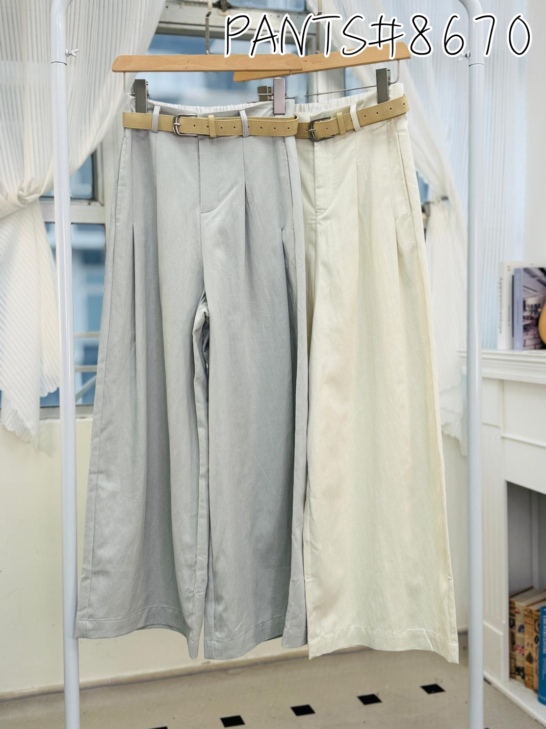 PANTS#8670 灰藍/米白