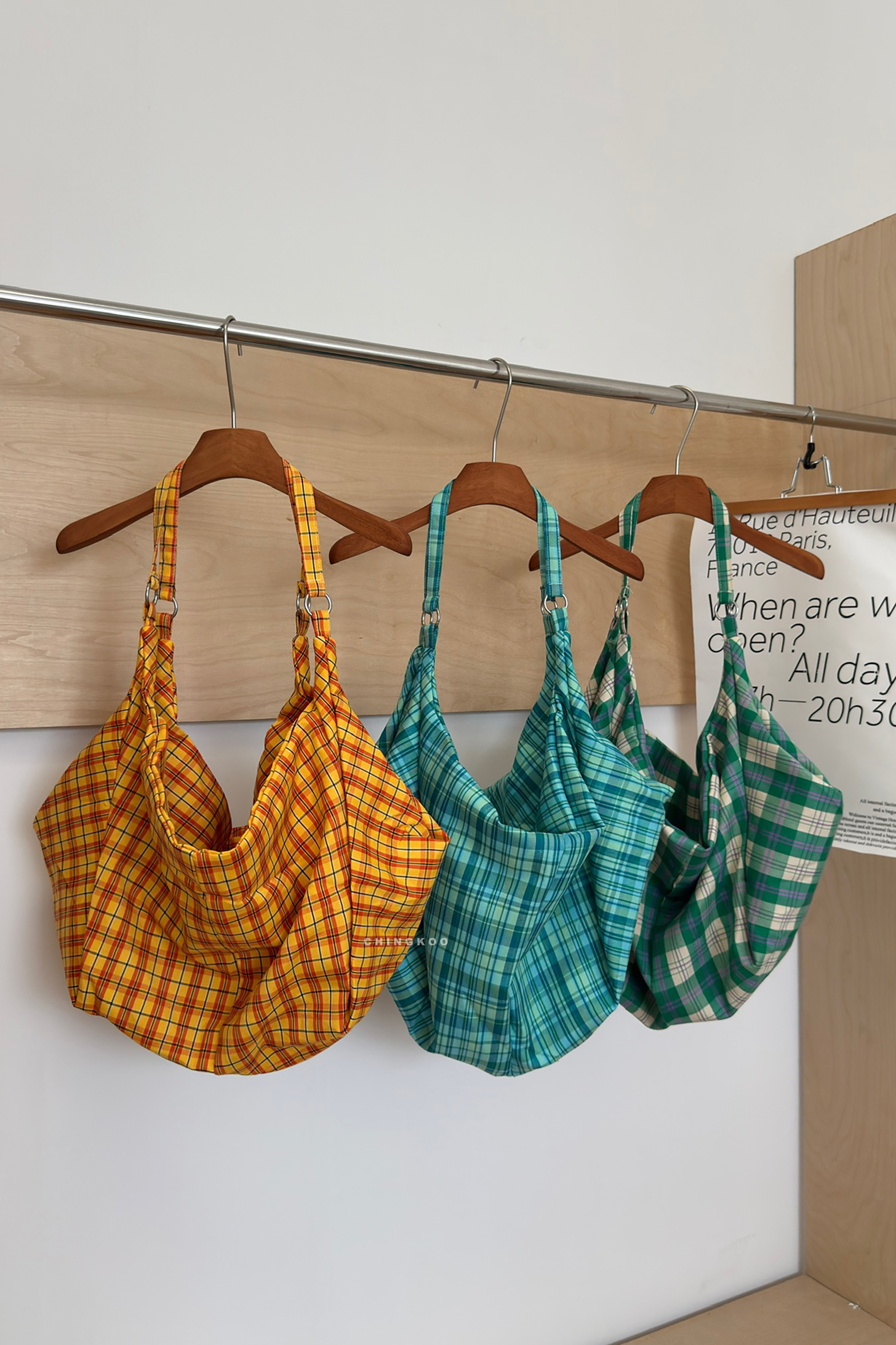 June｜撞色格紋立體肩背包 3色
