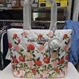 [S] KARL LAGERFELD FLORAL WHITE L6DA48CA-FLT VOYAGE NYLON TOTE WITH FLOWER, 198913541946 (SKL1688)