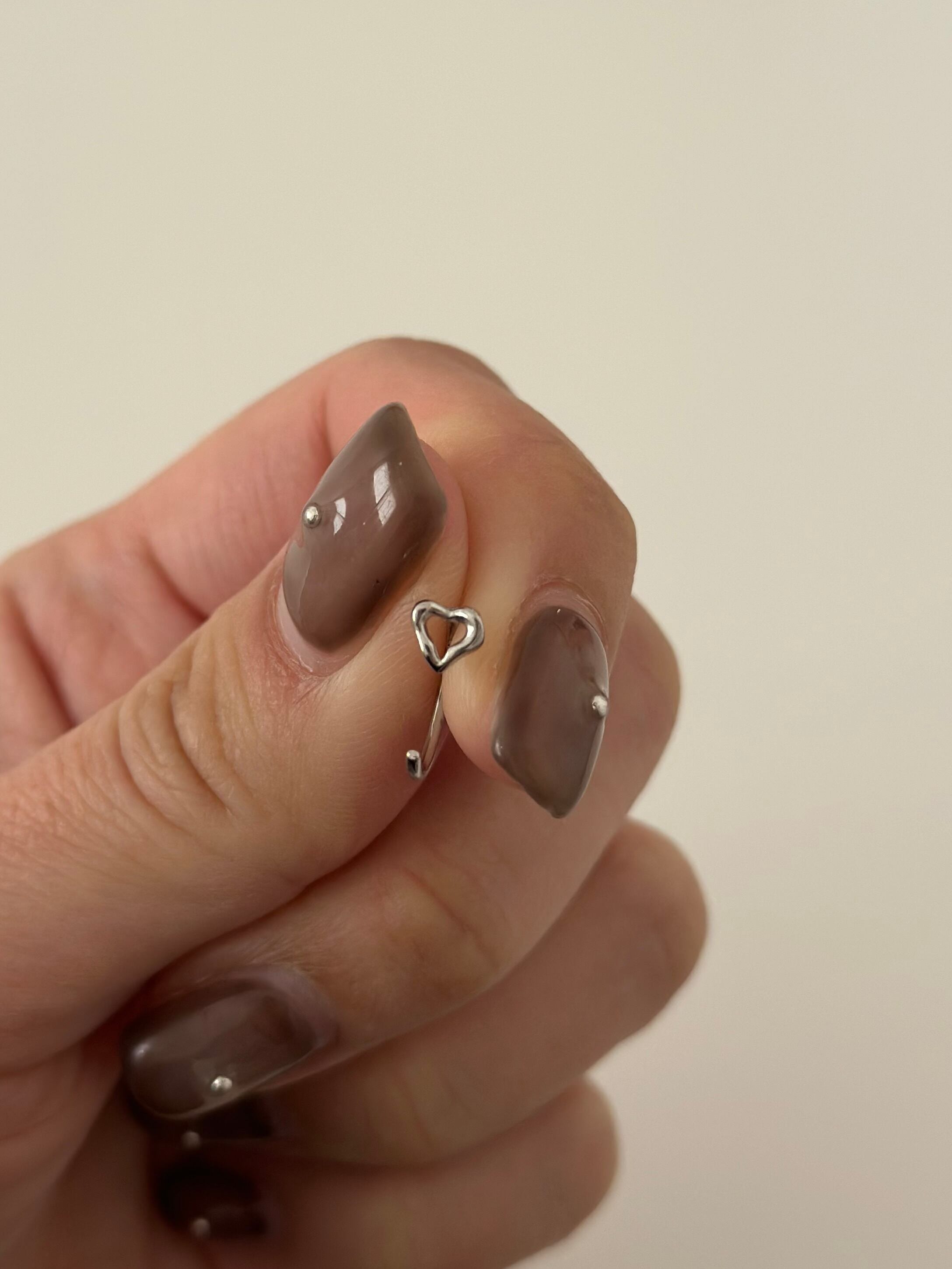 S925 heart frame open hoop pierce