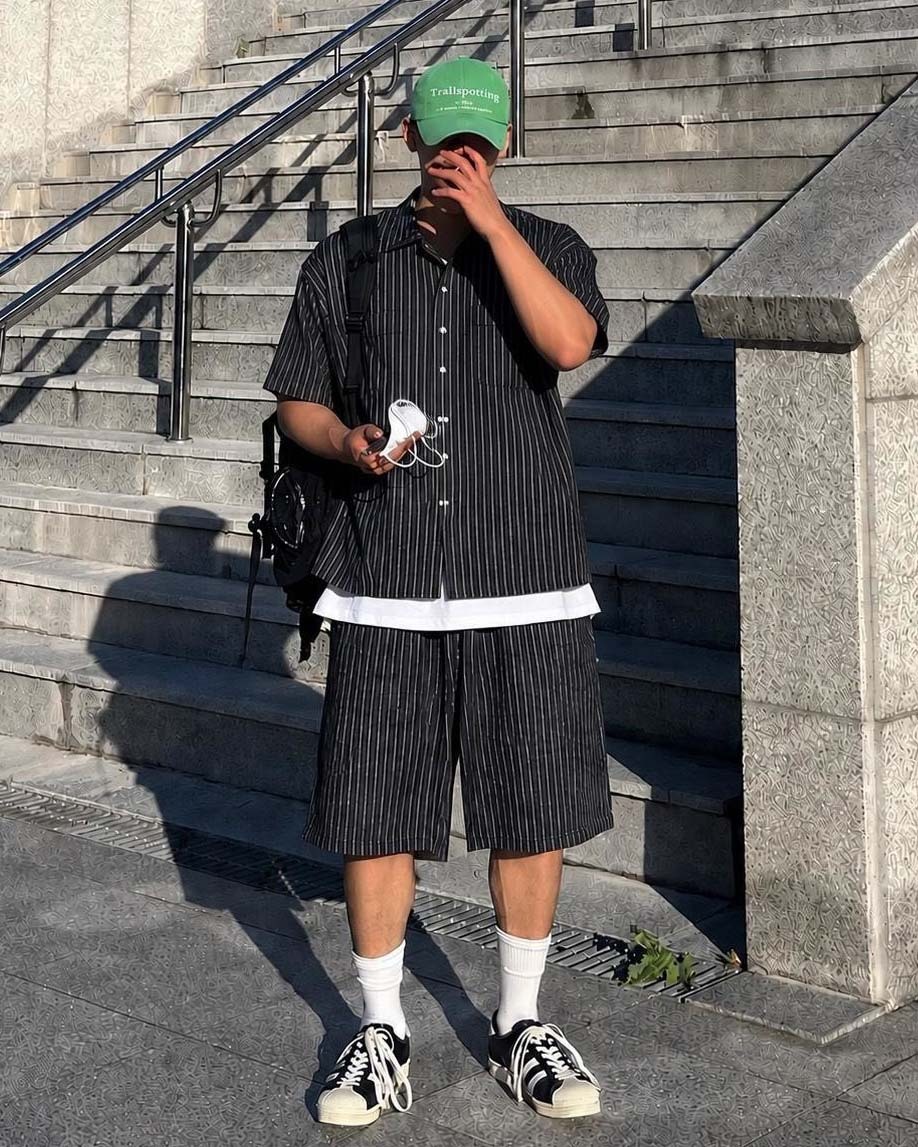 #99096 單寧條紋套裝