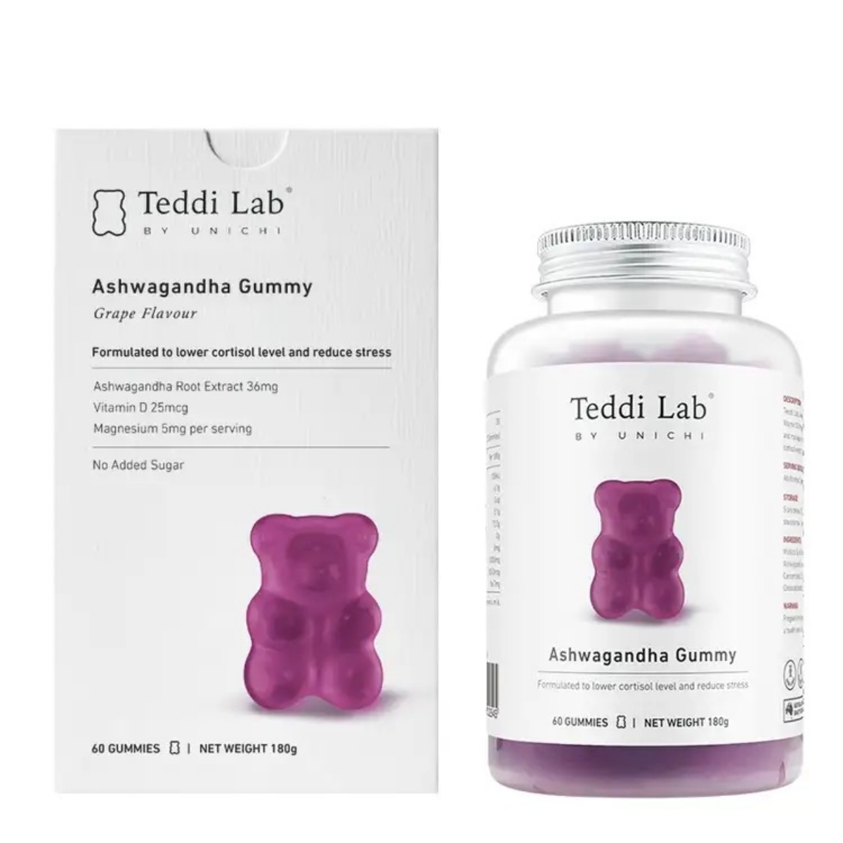 Unichi Teddi Lab South African Drunken Tomato Gummy Bears, Grape Flavor, 60 pieces