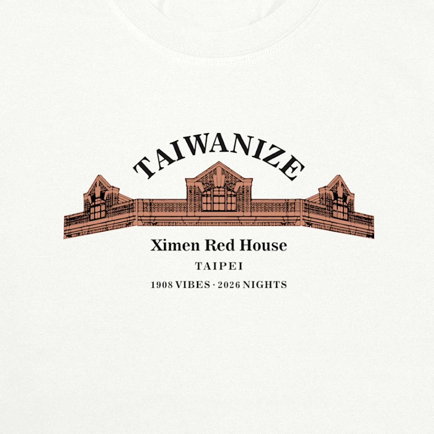 TAIWANIZE 西門紅樓大膠印莫代爾 T-shirt 圖案細節