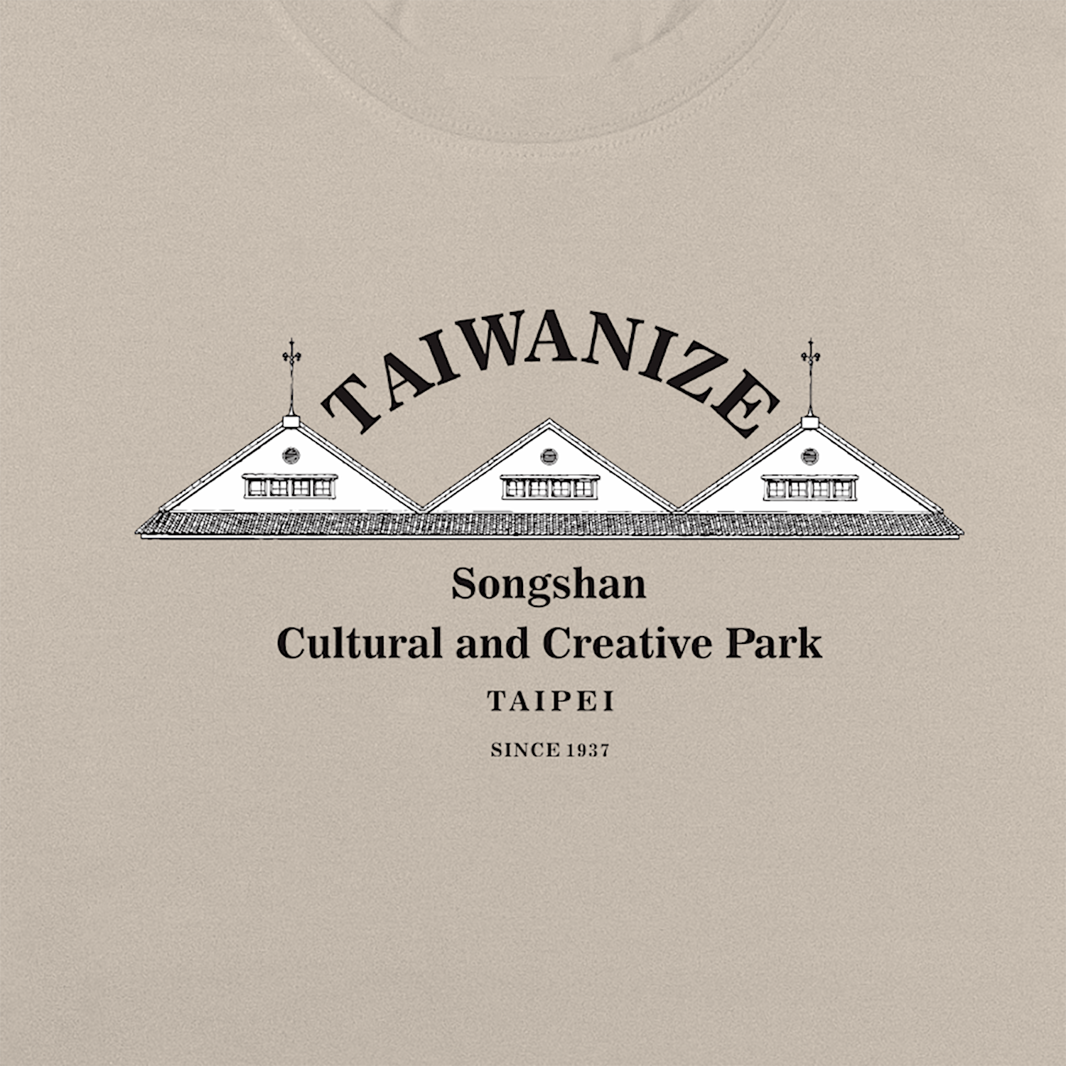 TAIWANIZE 松菸倉庫大膠印莫代爾 T-shirt 圖案細節