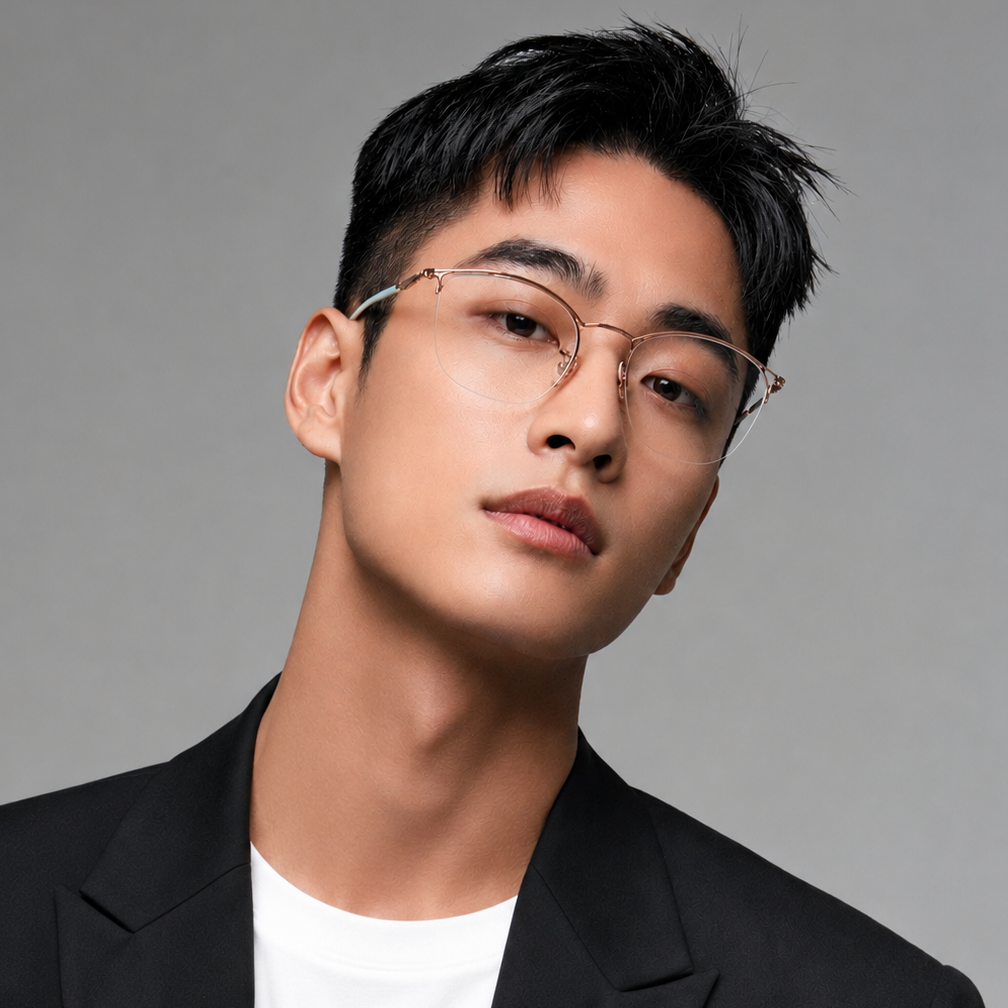 【RayBan】RB7553 3215 52mm 半圓框光學眼鏡♣(黑/深紅)