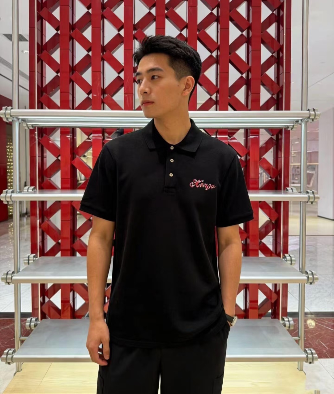 KENZO 黑色 繩子Logo 男款Polo