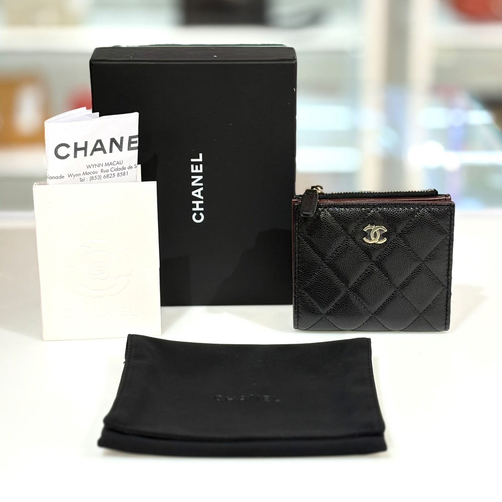 全新CHANELWALLETS, 香奈兒拉鏈短銀包, AP3388, 黑色荔枝皮,淡金扣 @晶片 #BRAND NEW #香榭站正品