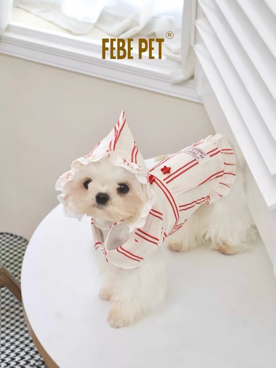 FEBEPET 红白条纹睡裙