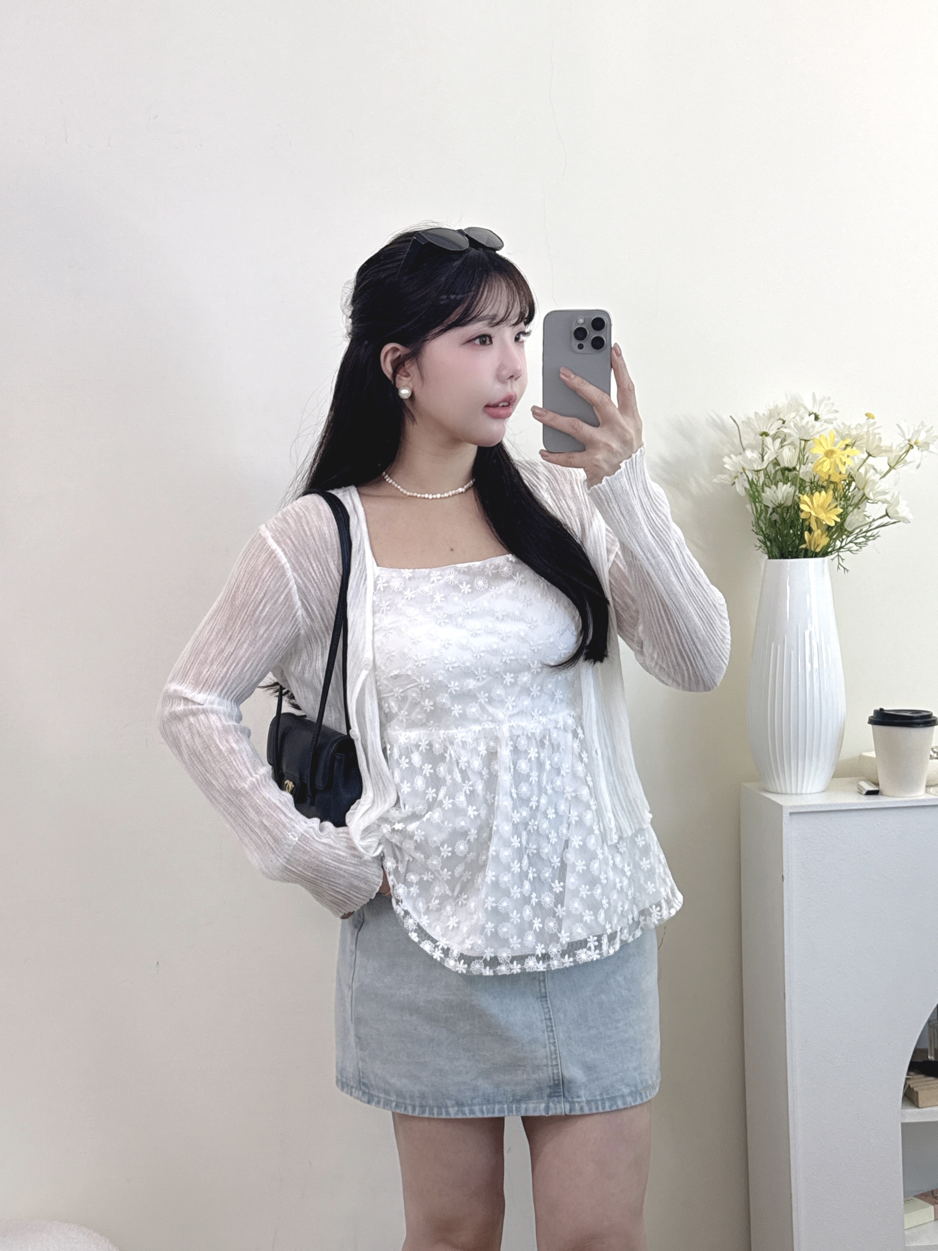 小花刺繡綁帶背心 2色