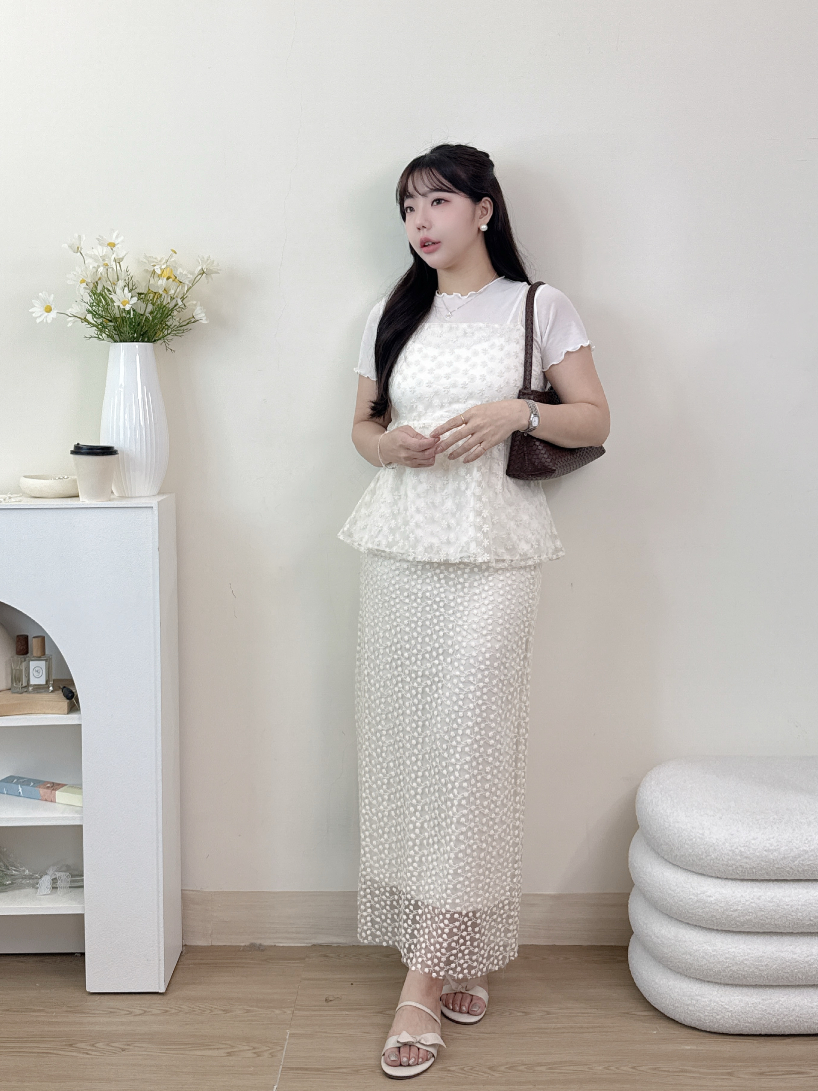 小花刺繡綁帶背心 2色