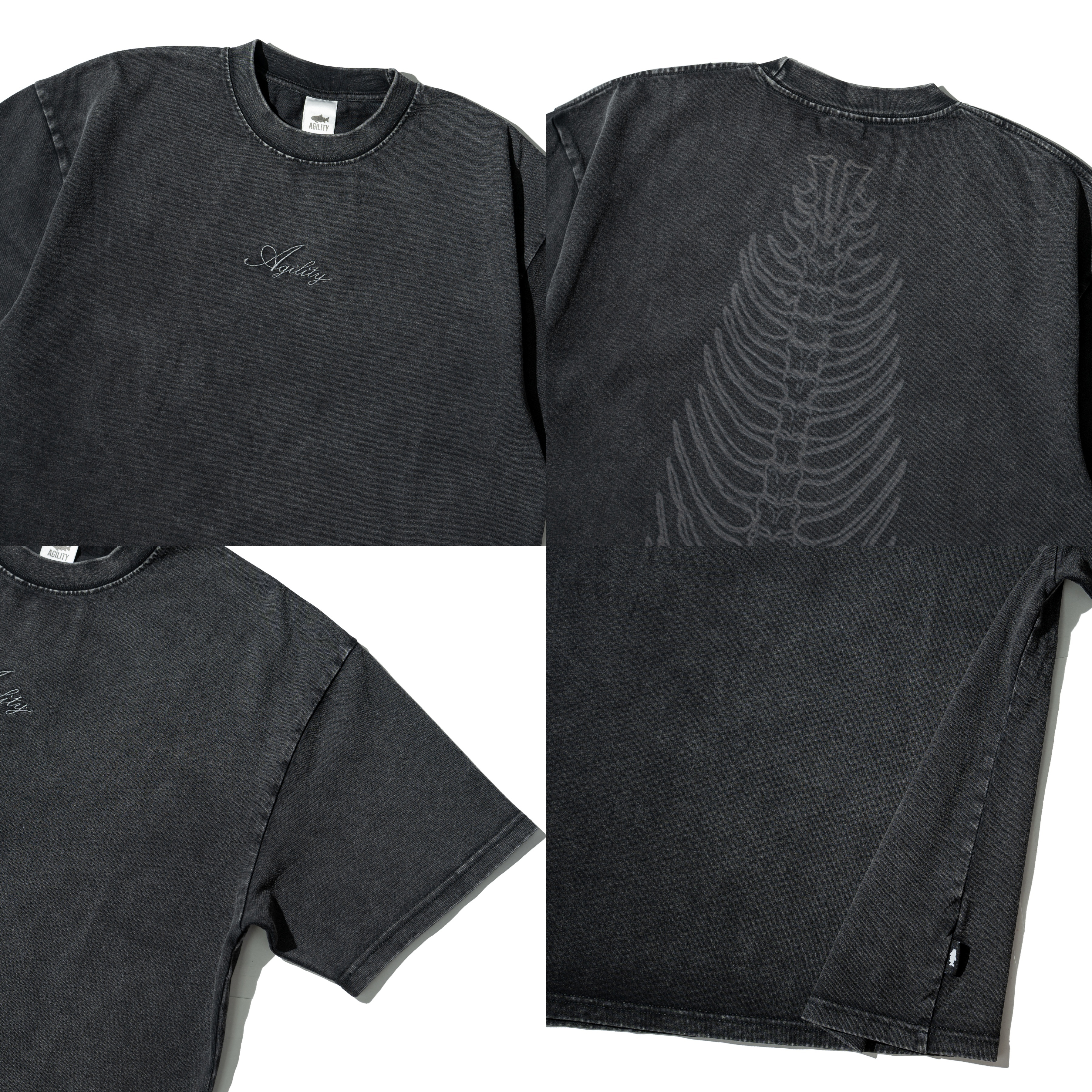 AGILITY Washed Boxy Tee / Bones 寬短水洗 短袖Tee [SR0-魚骨]