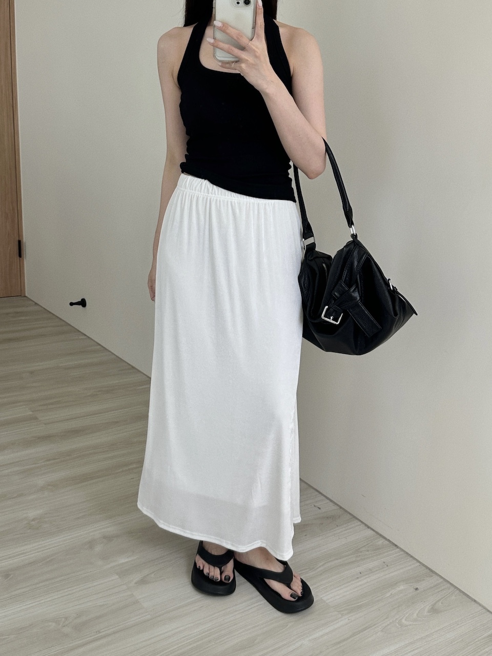 仙女光澤彈力長裙