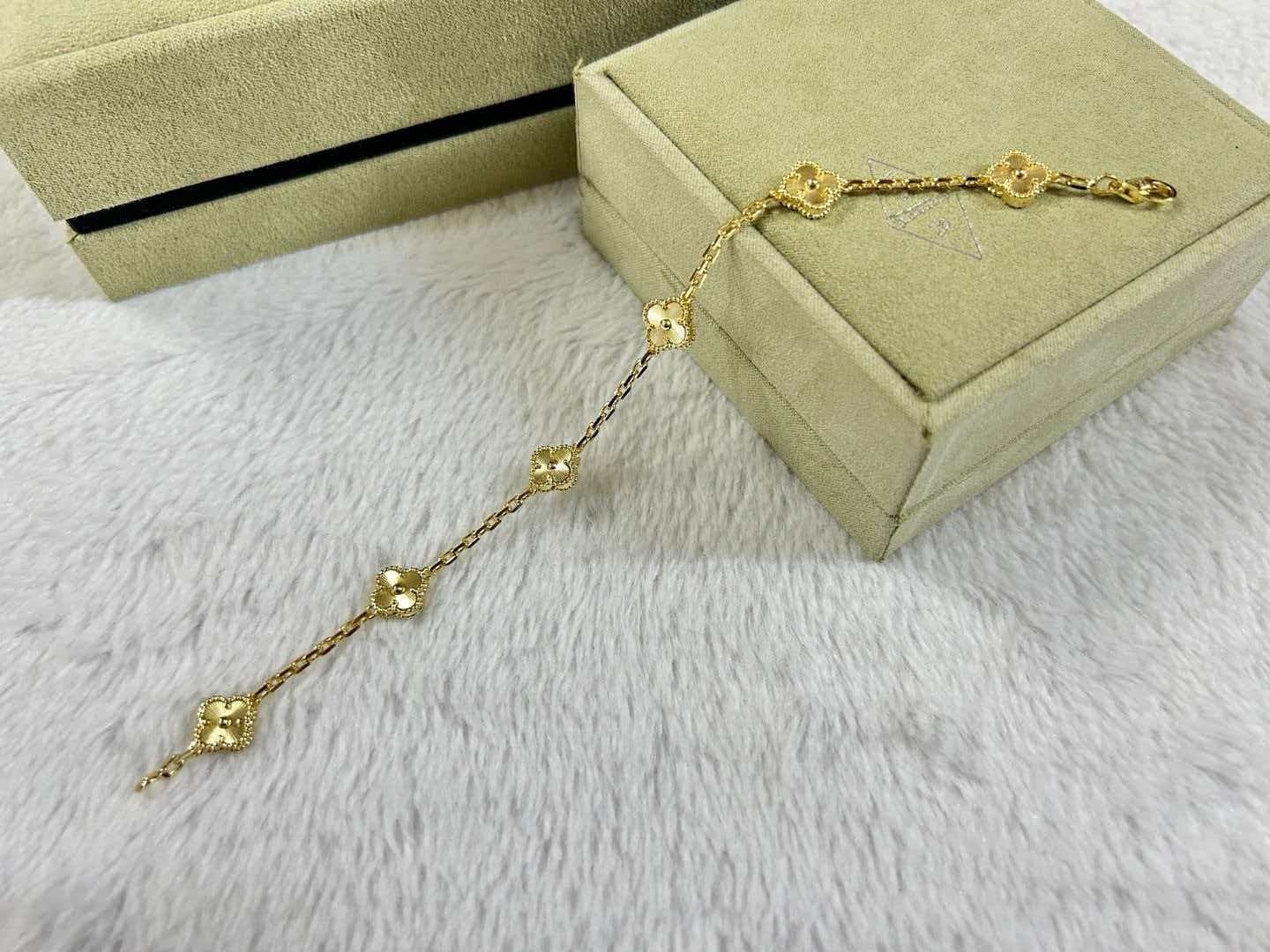 18k”mini CNC經典全鐳射激光六花四葉草’高奢定製手鍊