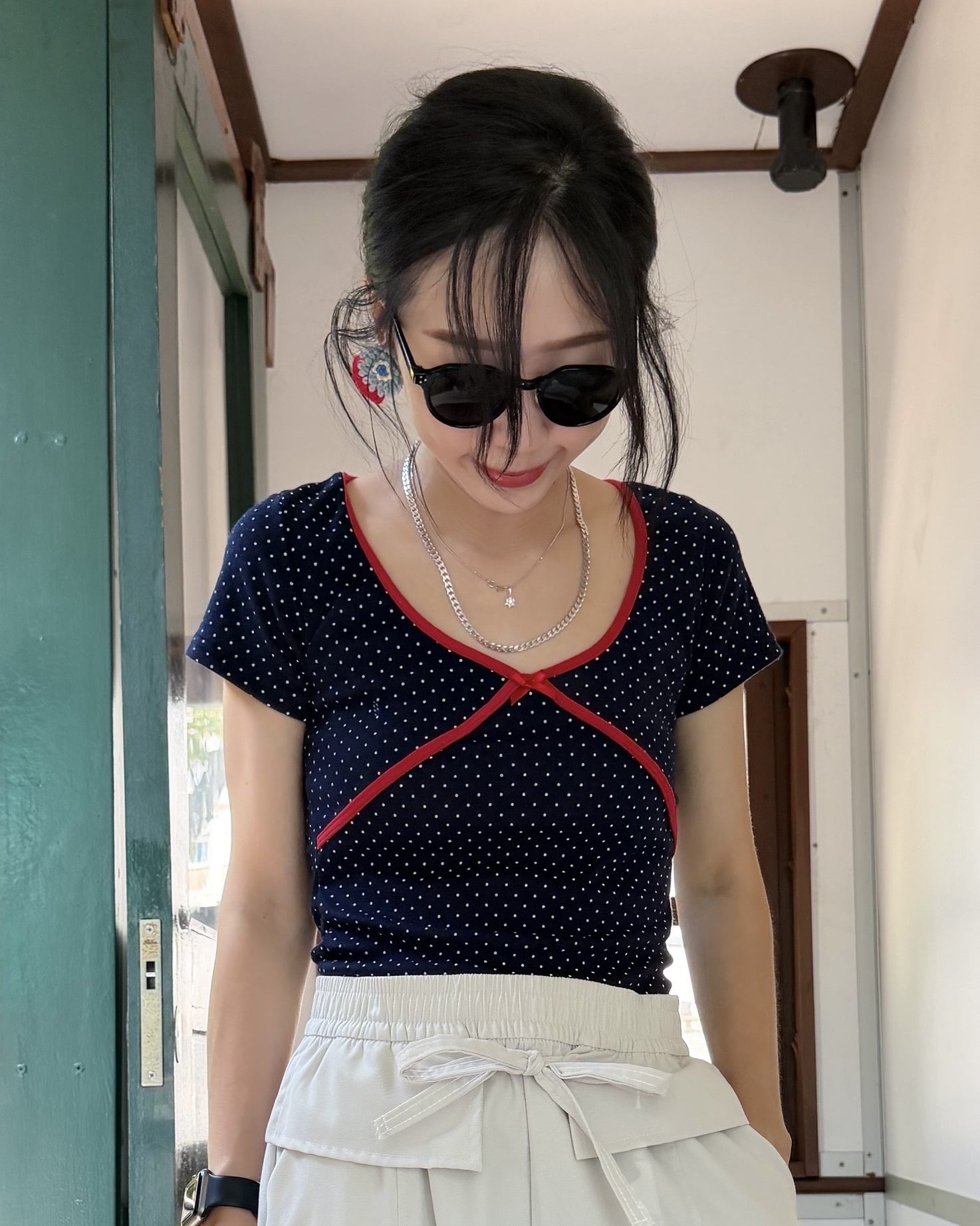 6月新品♥大圓領波點Top[微彈性]