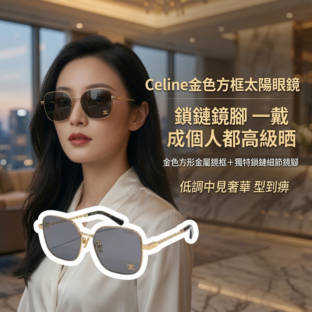 Celine 金色方框太陽眼鏡