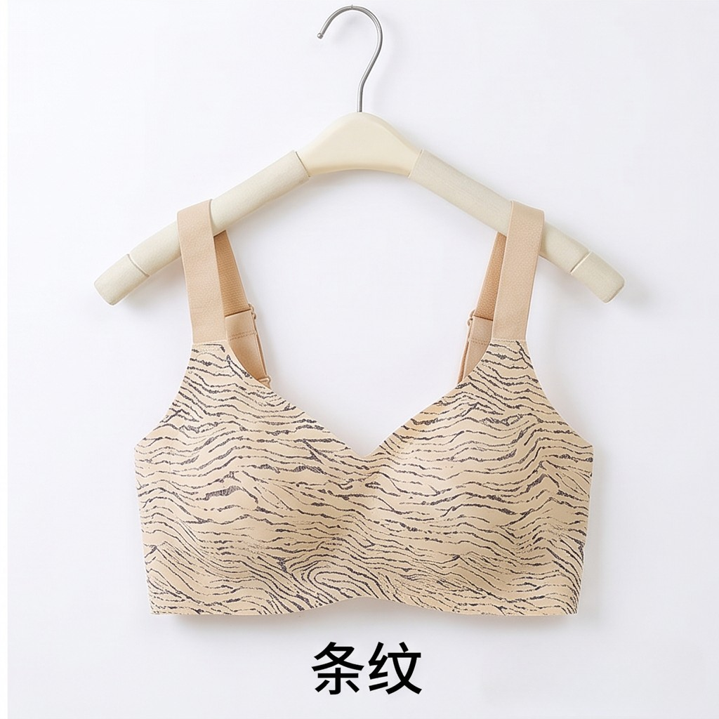 HKCG0605-098 DYH37-裸感無鋼圈印花內衣套裝 條紋 (A98M-3XL)