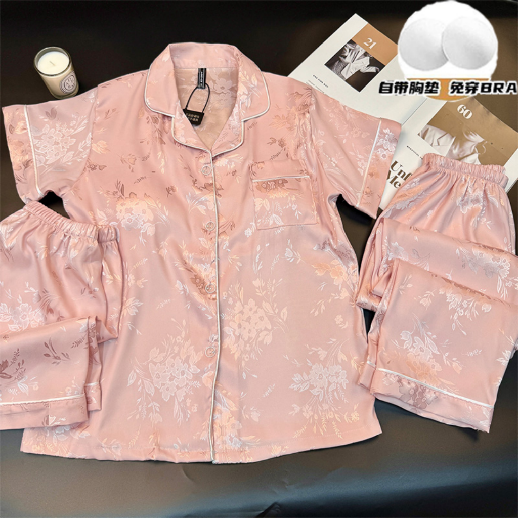 HKCG0605-105 DYH40-高端絲綢之路國風三件套睡衣 粉國風 (A105M-2XL)