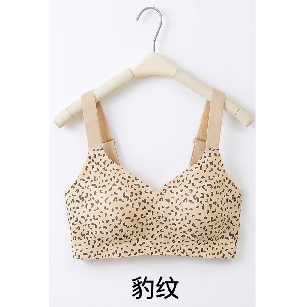 HKCG0605-100 DYH37-裸感無鋼圈印花內衣套裝 豹紋 (A100M-3XL)