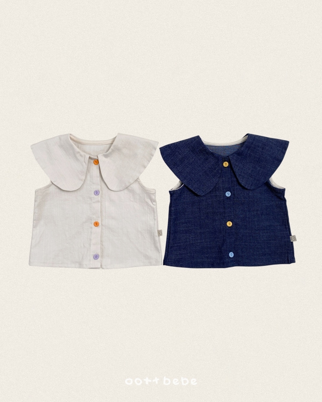 Oott Bebe Heart Denim Collar Blouse