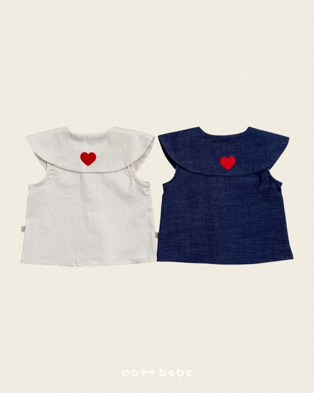 Oott Bebe Heart Denim Collar Blouse