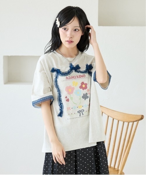 kutir / Lace Ribbon Flower T-shirt