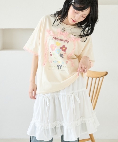 kutir / Lace Ribbon Flower T-shirt