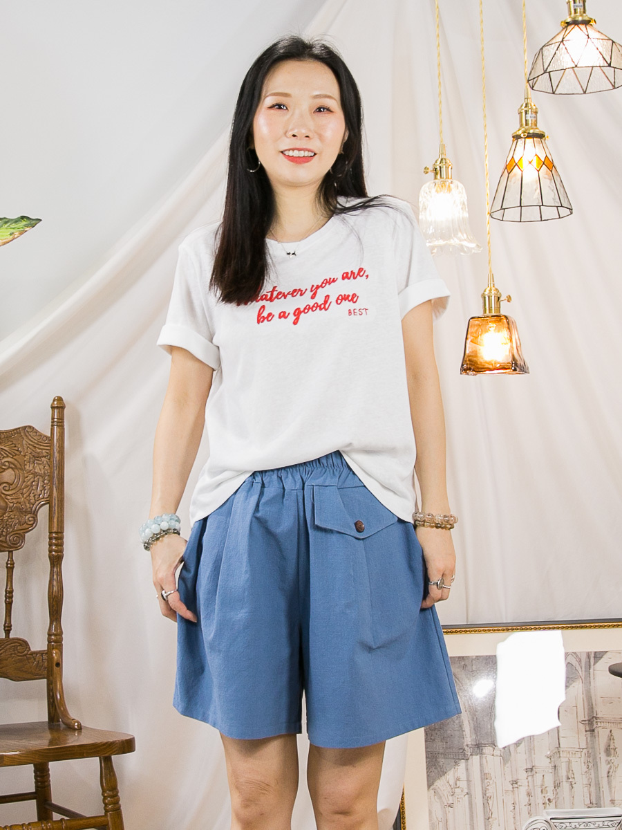 【5/6-7/6限時優惠】' WHATEVER ' 英文字刺繡．COTTON料TOP