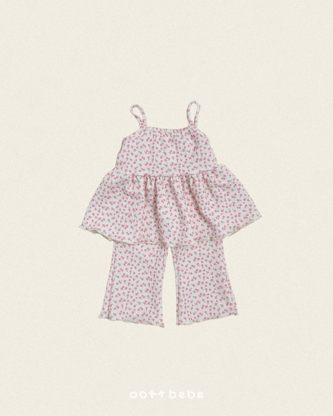 Oott Bebe Peach Flower Sleeveless Set