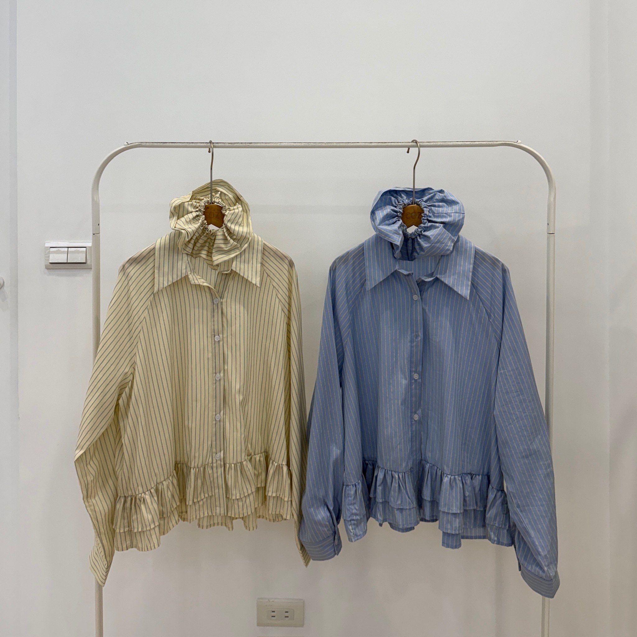 (1+1) 浪漫法式荷葉襯衫+髮圈 SET _309
