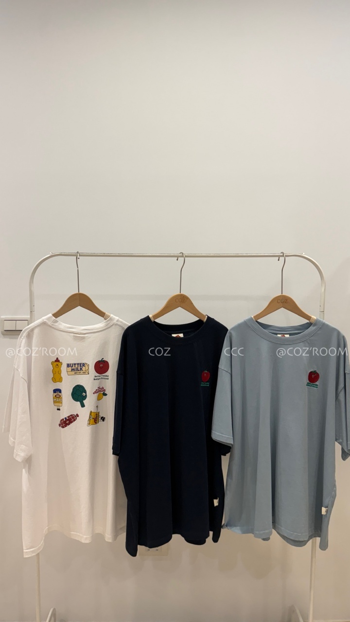 (現貨)(男友共穿)可愛刺繡番茄大大件Tee 重磅棉 3colors _96391