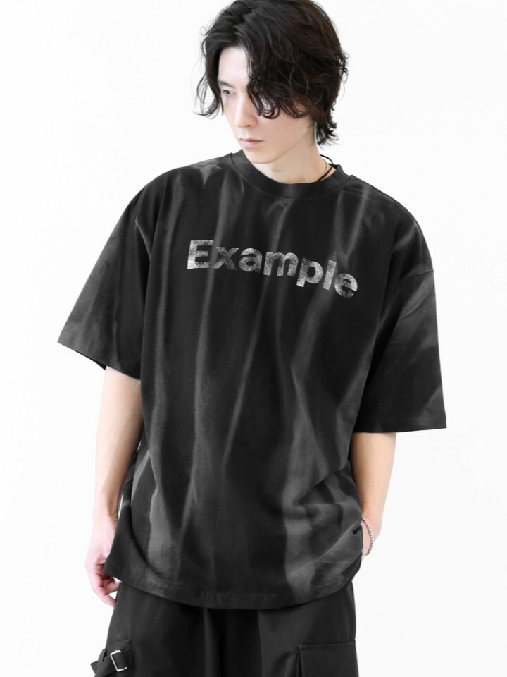Spray-painted gradient color splatter ink short-sleeved T-shirt