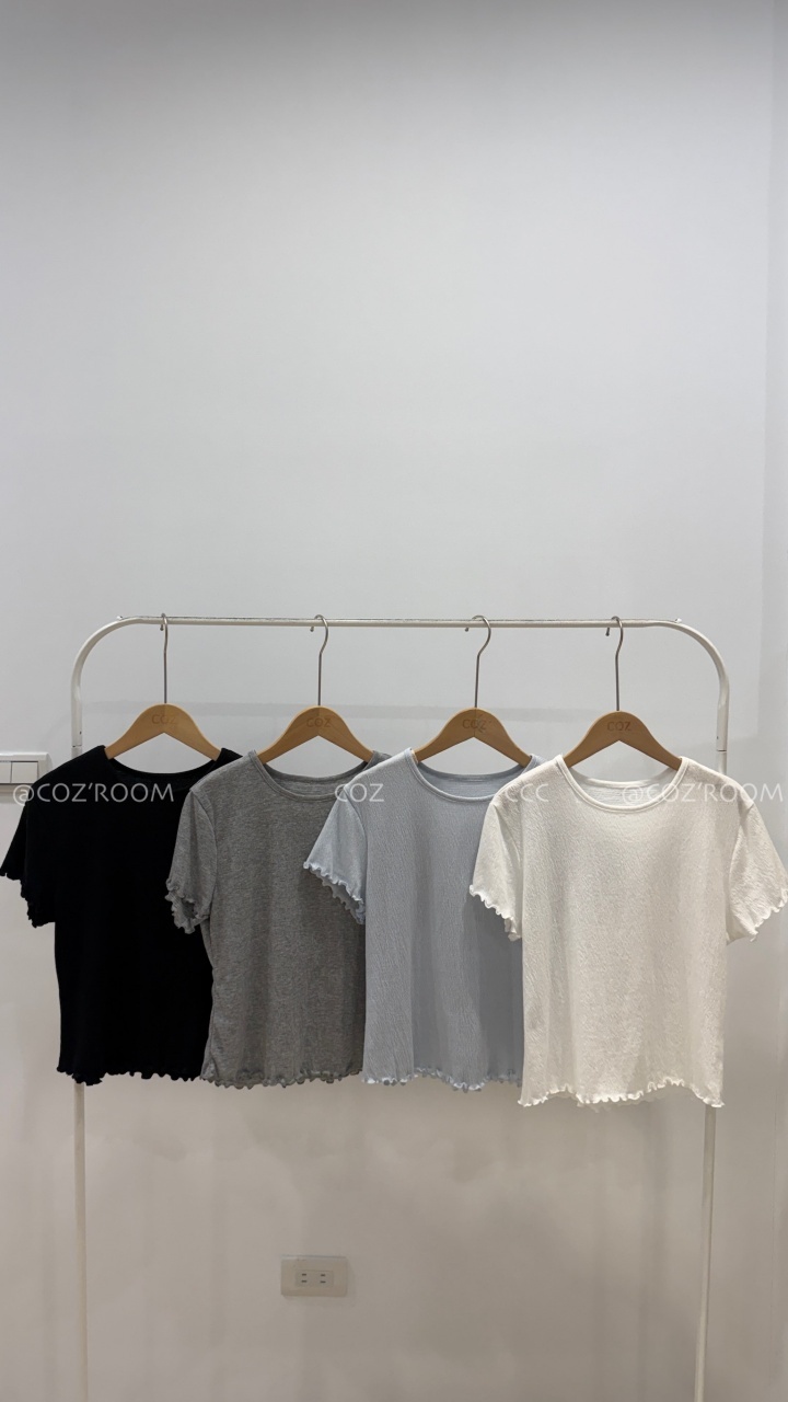 紋理花捲捲Q談打底上衣Tee 4colors _2888